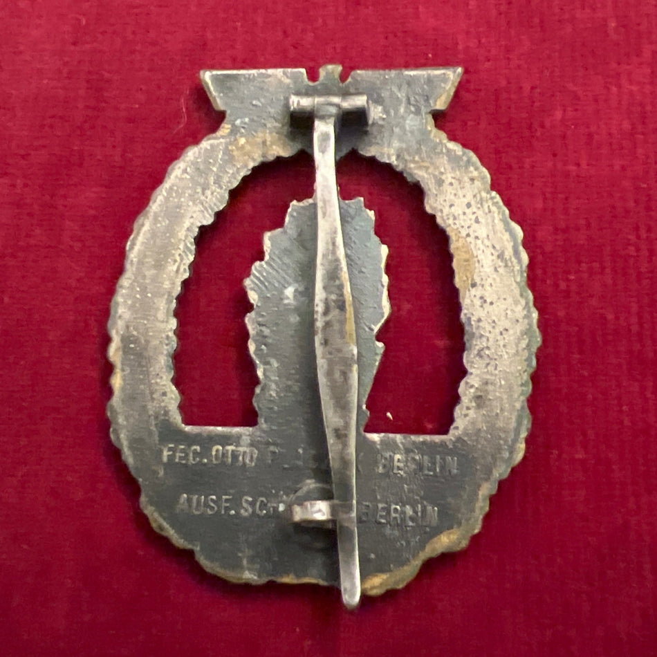 Nazi Germany, Mine Sweepers War Badge, marked Schwerin, Berlin, mid-war type, some wear