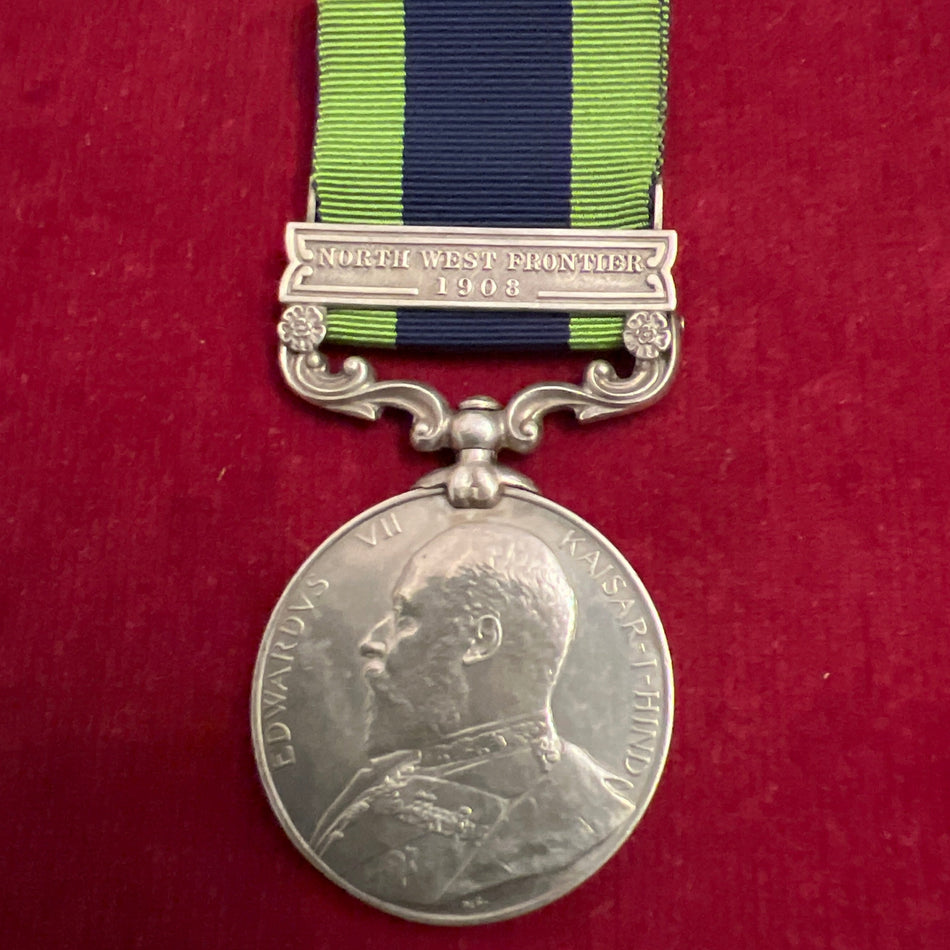 India General Service Medal, North West Frontier 1908 bar, to 6129 Private Earnest Thwaites, 1st West Yorkshire Regiment, with his WWI service papers 