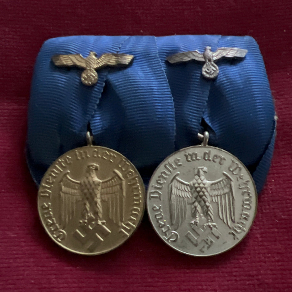 Nazi Germany, 4 Years Long Service Medal & 12 Years Long Service Medal, court mounted pair