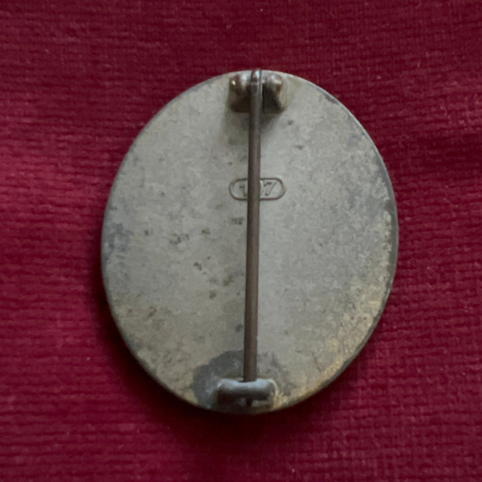 Nazi Germany, Silver Wound Badge, marked no.107, some wear