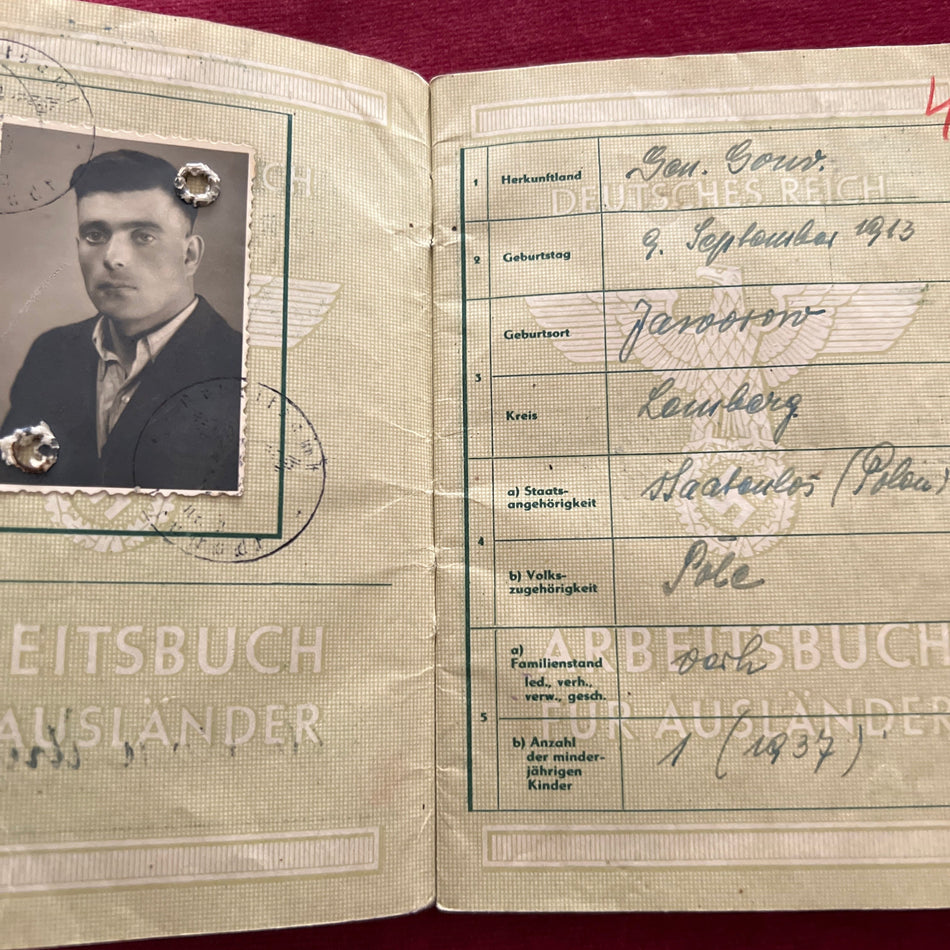 Nazi Germany, workbook to a Pole, with photo