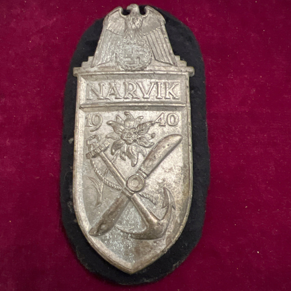 Nazi Germany, Narvik Shield, 1940, dark backing, a good example