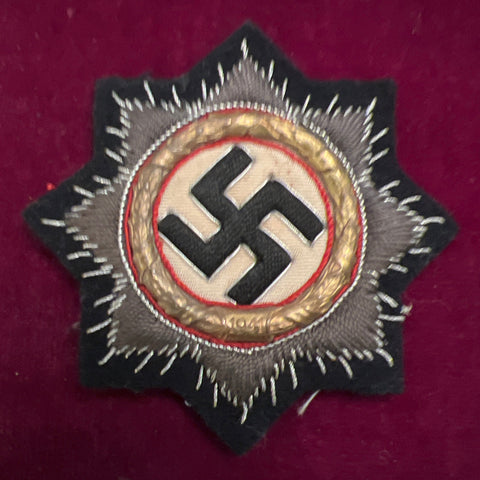 Nazi Germany, cloth German Cross in gold with navy background, a good example