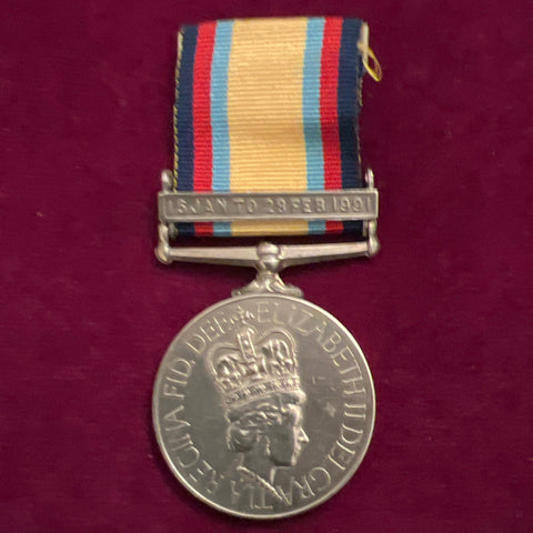 Gulf Medal, 16 Jan-28 Feb 1991 clasp, to Romanian volunteer Cpt. E-L S Socop SP. Chr.100