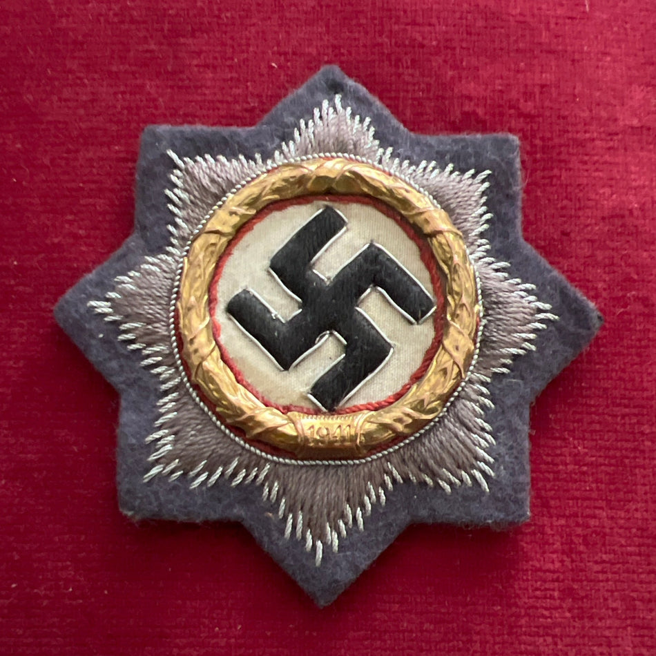 Nazi Germany, German Cross in cloth, with Luftwaffe backing, gold wreath, good condition
