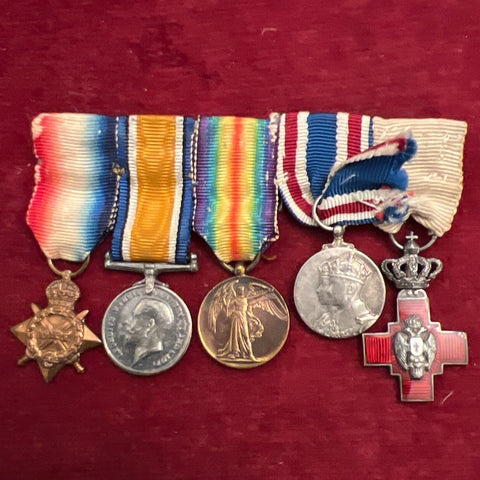 Miniatures, group of 5: 1914-18 Star, British War Medal, Victory Medal, King George VI Coronation Medal & Serbian Red Cross Decoration 1876-1920