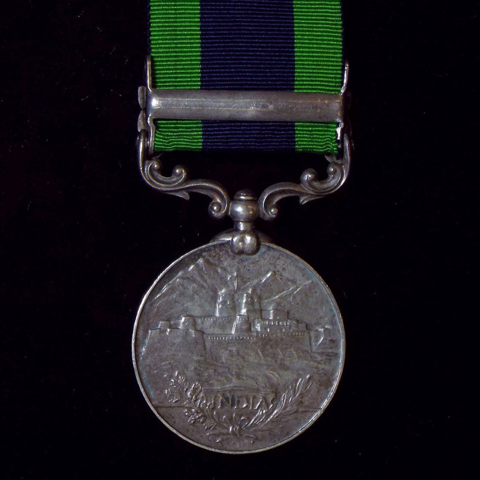 India Medal 1895-1902, 1 clasp: North West Frontier 1930-31. Awarded to Constable Uttam Singh, Police Department - BuyMilitaryMedals.com - 2