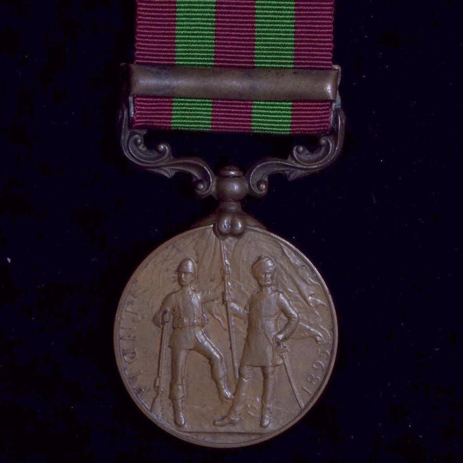 India Medal 1895-1902, 1 clasp: Relief of Chitral 1895. Multeer, Transport Dept. Bo. Cav. - BuyMilitaryMedals.com - 2