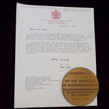Medallion, plaque and original Buckingham Palace letter. Mr Clark H. Minor, Honorary Grand Commander of the British Empire, American Citizen, Steel Corporation - BuyMilitaryMedals.com - 3