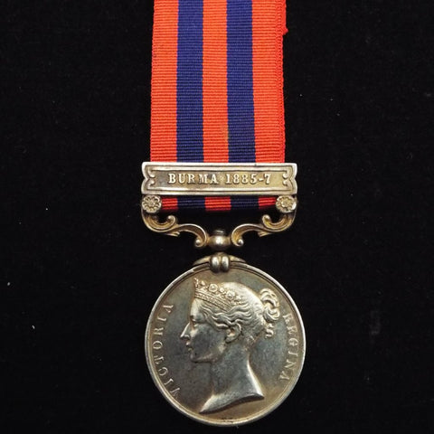 India General Service Medal (Burma 1885-7 clasp) to Sepoy Shekh Miyanjan  23/ 18 Bengal Inty.