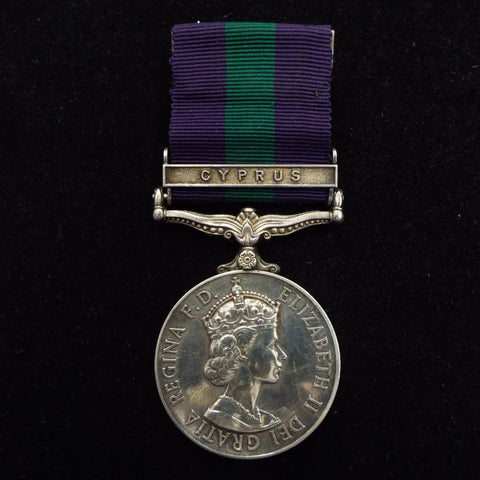General Service Medal (Cyprus clasp) to 23130749 Pte. D. Ewing, Gordons.