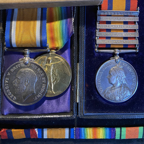 Queens South Africa Medal (5 bars) to 33930 Pte. M. Spragg, 87 Imperial Yeomanry & WW1 pair (96625 Royal Artillery)