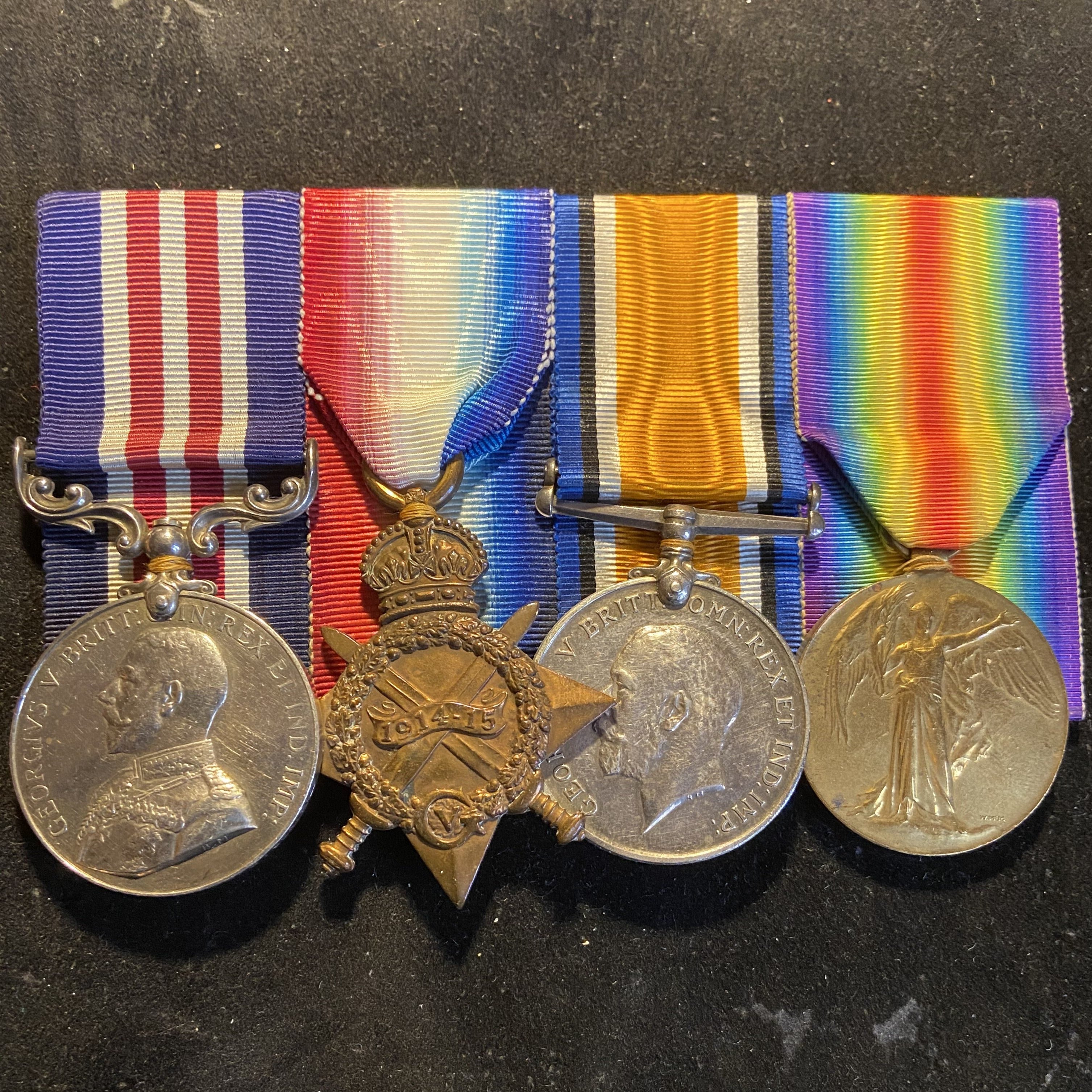 Military Medal/ WW1 group of 4 to 5180 Sjt. (Cecil) Duncan Robertson