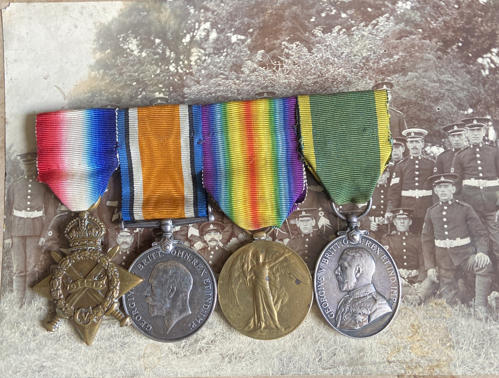 WW1 group of 4 to Austin John Edmunds, Royal Army Medical Corps. Originally from Walton, Somerset, he served with the 2nd South Western Field Ambulance (Mesopotamia), full service history