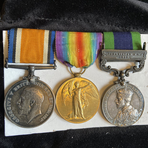 Group of 3 to Pte. Hermon George Hartnell, 27 Special Battalion, King's Royal Rifle Corps, then later served in India with 1/ Oxford & Bucks. Light Infantry, includes full service papers
