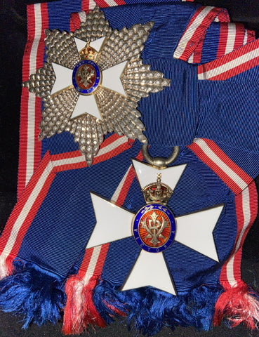 Star and riband of a Knight Grand Cross of the Royal Victorian Order, numbered '404' on the reverse of both items