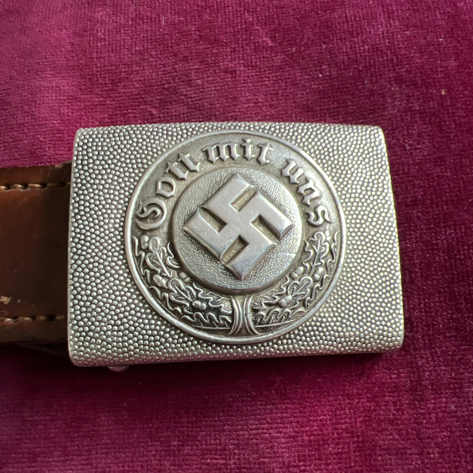 Nazi Germany, police buckle with tag, maker marked and dated 1938, a good example