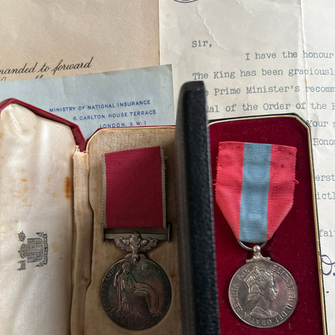 Pair to Thomas John Hawkes, Office Keeper, Grade 2, Ministry of National Insurance, New Cross, London Gazette 1st January 1951, British Empire Medal with original papers