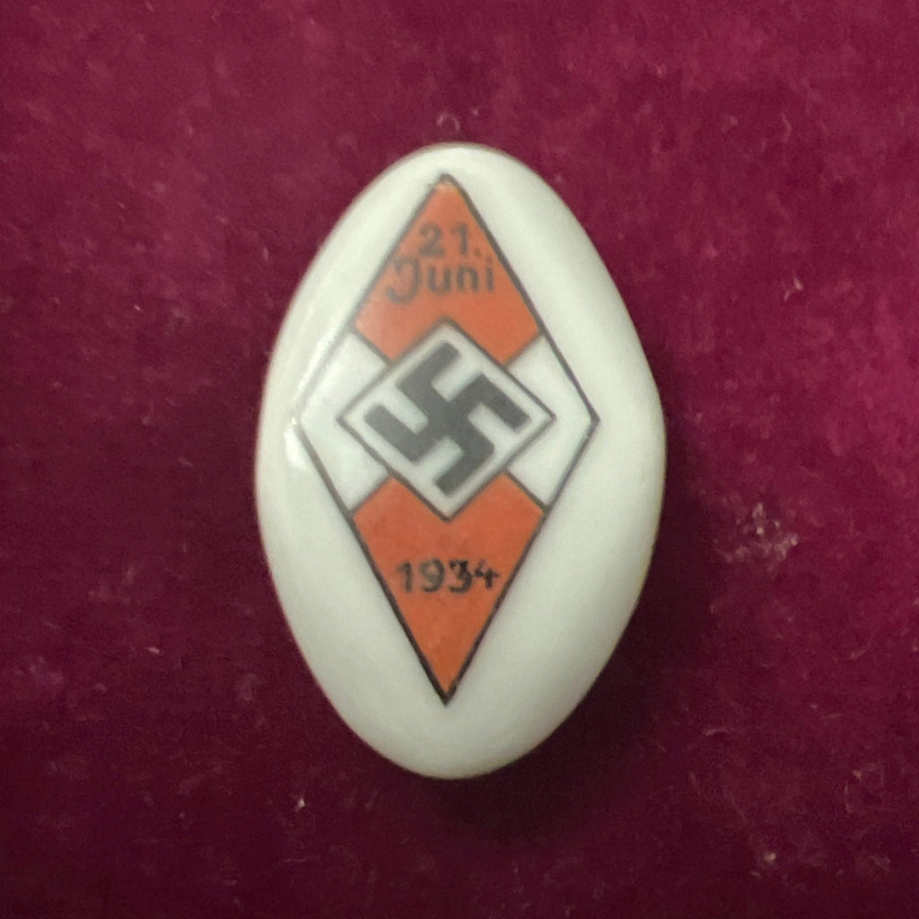 Nazi Germany, Hitler Youth rally badge, dated 1934, made of ceramic