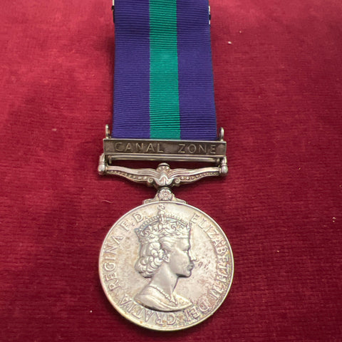 General Service Medal, Canal Zone bar, to 22953981 Private H. Chapman, Royal Army Ordnance Corps