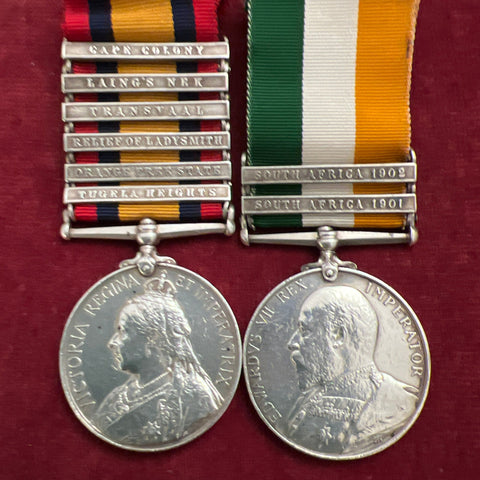 Queen's South Africa pair to 2586 Private W. Mills, Middlesex Regiment