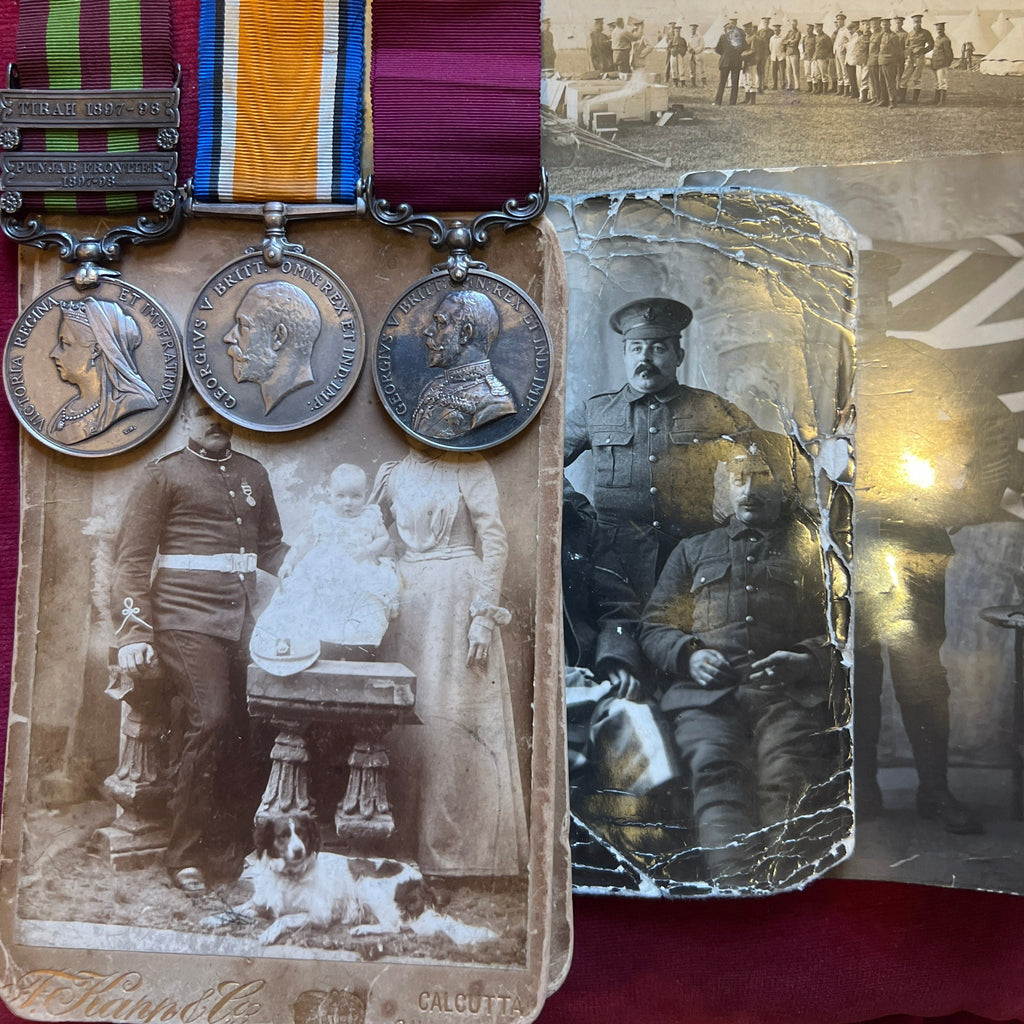 Group of 3 to Pte. William Thomas morris, 2 Royal Sussex, later joined the Bedford Regiment, with history confirming medals, also includes original photos