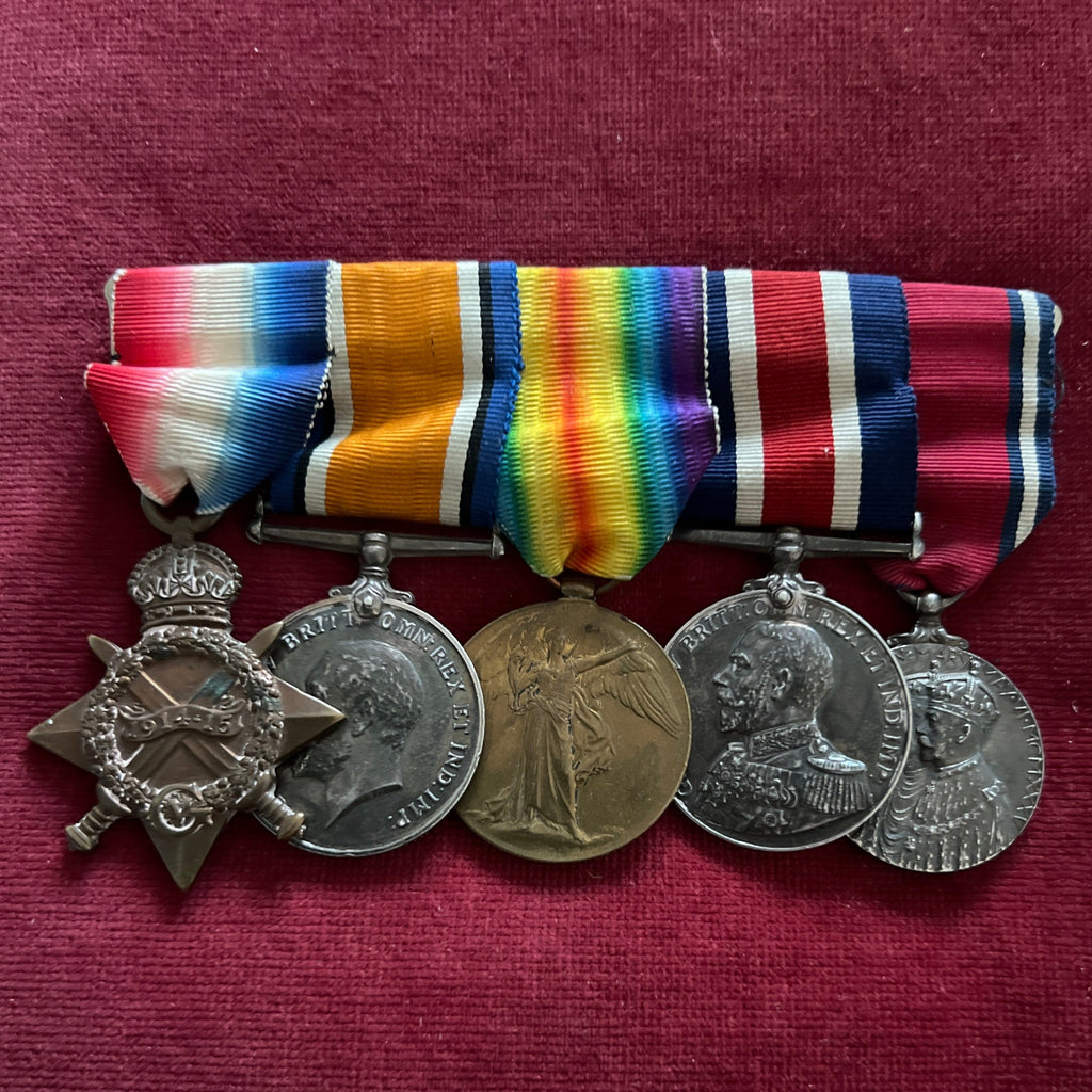 Group of 5 to Lt. Commander F. H. Yeo, Royal Navy, WW1 trio & good shooting medal awarded 1913, 13.5 inc. HMS Centurion, with history