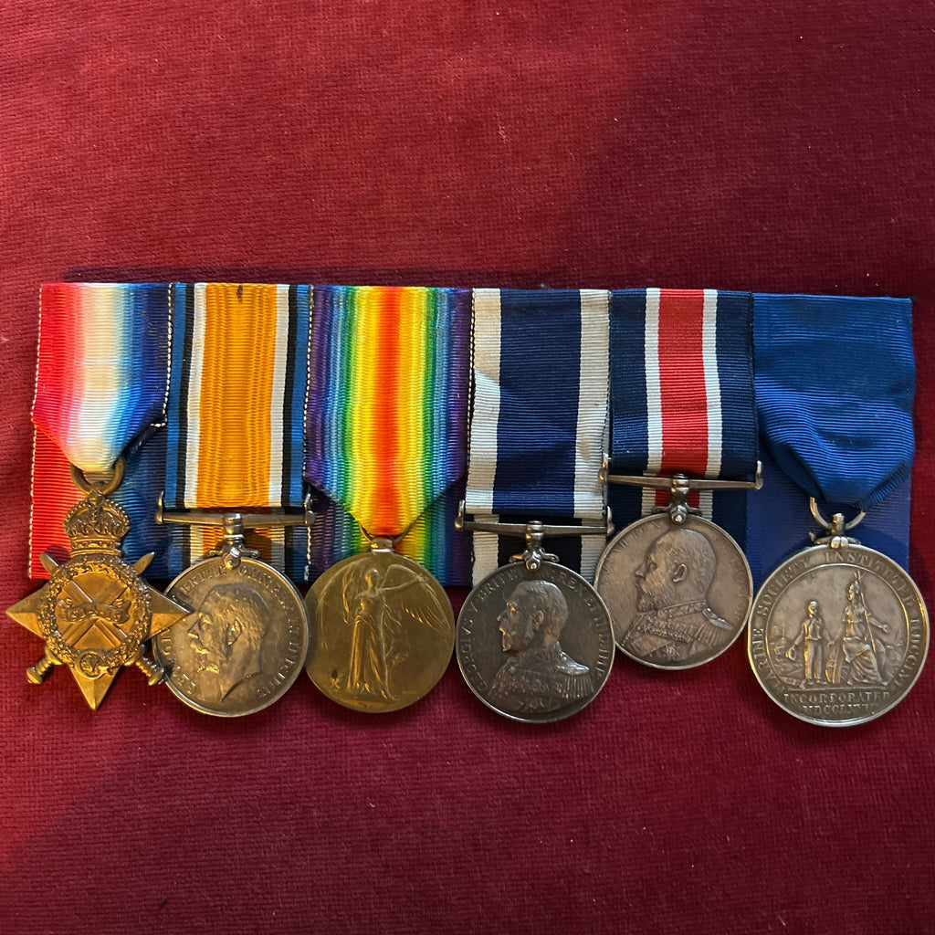 Group of 6 to Chief Petty Officer James Leonard Thundercliff, Royal Navy. Awarded the Royal Navy Good Shot in 1910, 10 inch BL, joined 1897-1922, with Marine Society Medal dated 19th April 1905, includes full service history