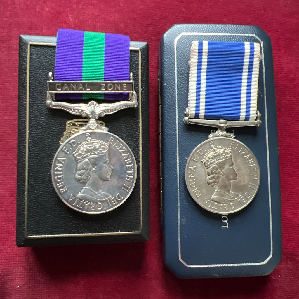 General Service Medal, Canal Zone bar/ Police Long Service & Good Conduct Medal pair to Aircraftsman Kenneth Brian Sivell, R.A.F., later joined the City of London Police