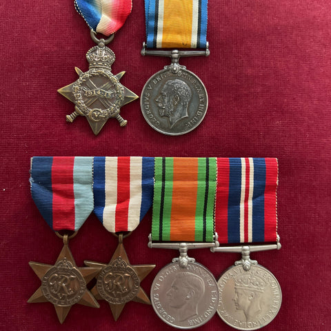 Father & son medals. Father: 1091 Corporal Herbert Pickering,16 Middlesex Regt., missing presumed killed 1st day of Somme, 1st July 1916, commemorated Thispval Memorial. Son: Lieutenant Major A. E. J. Pickering, T.D., named small letters, includes history