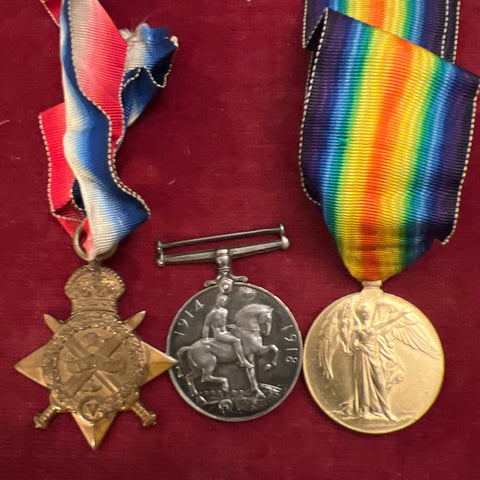 1914 Star trio to Private James Gilpin, 2 Manchester Regiment, wounded and discharged, with some history