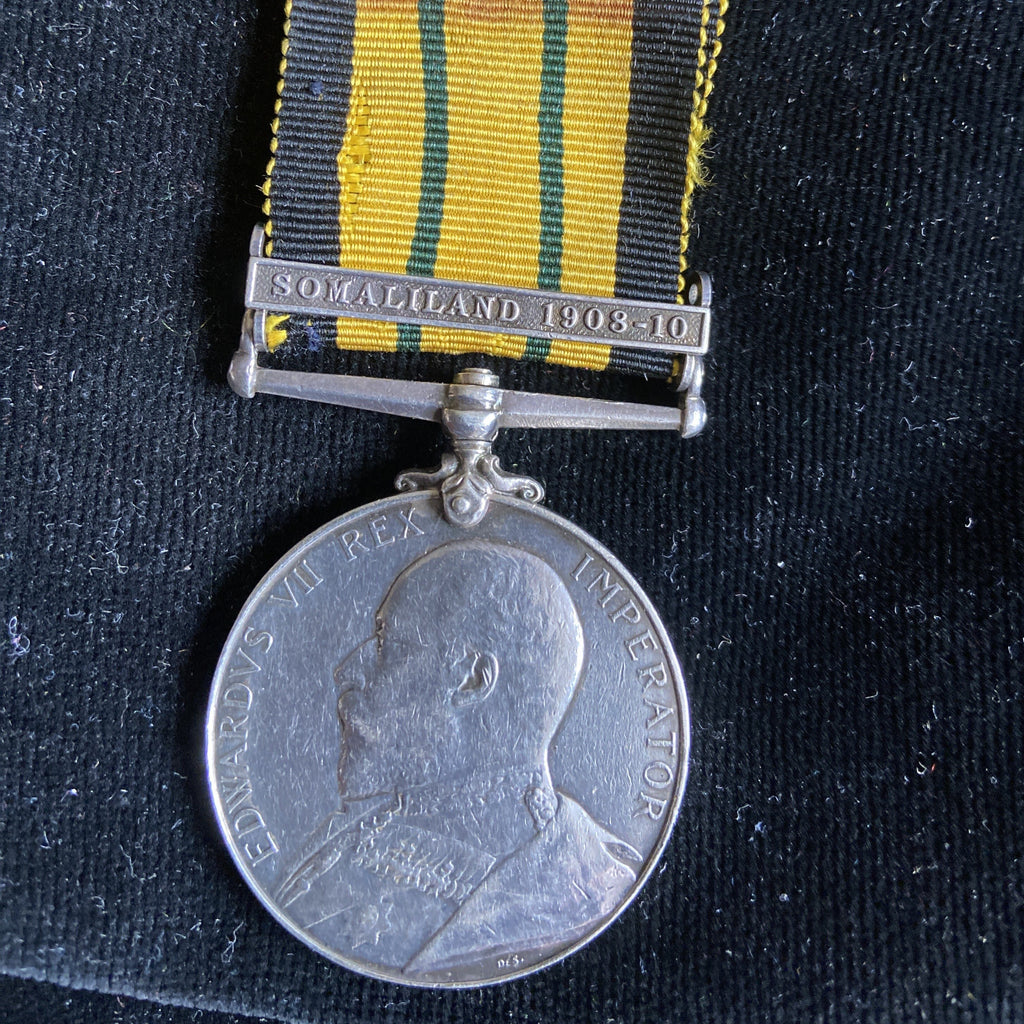 Africa General Service medal, Somaliland 1903-1910 bar, to 4974 Boy T. S. Haw, HMS Fox, Royal Navy. Officially renamed erased, with service papers