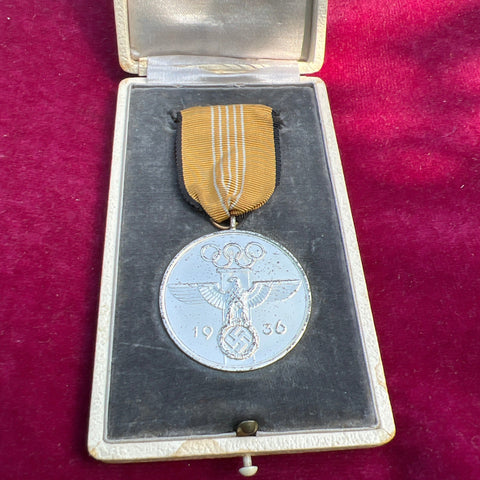 Nazi Germany, Medal for Service in the Olympic games, 1936, in original box