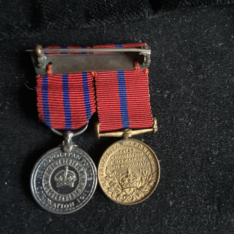 Miniature King Edward VII Police Coronation Medal & King George V Police Coronation Medal pair