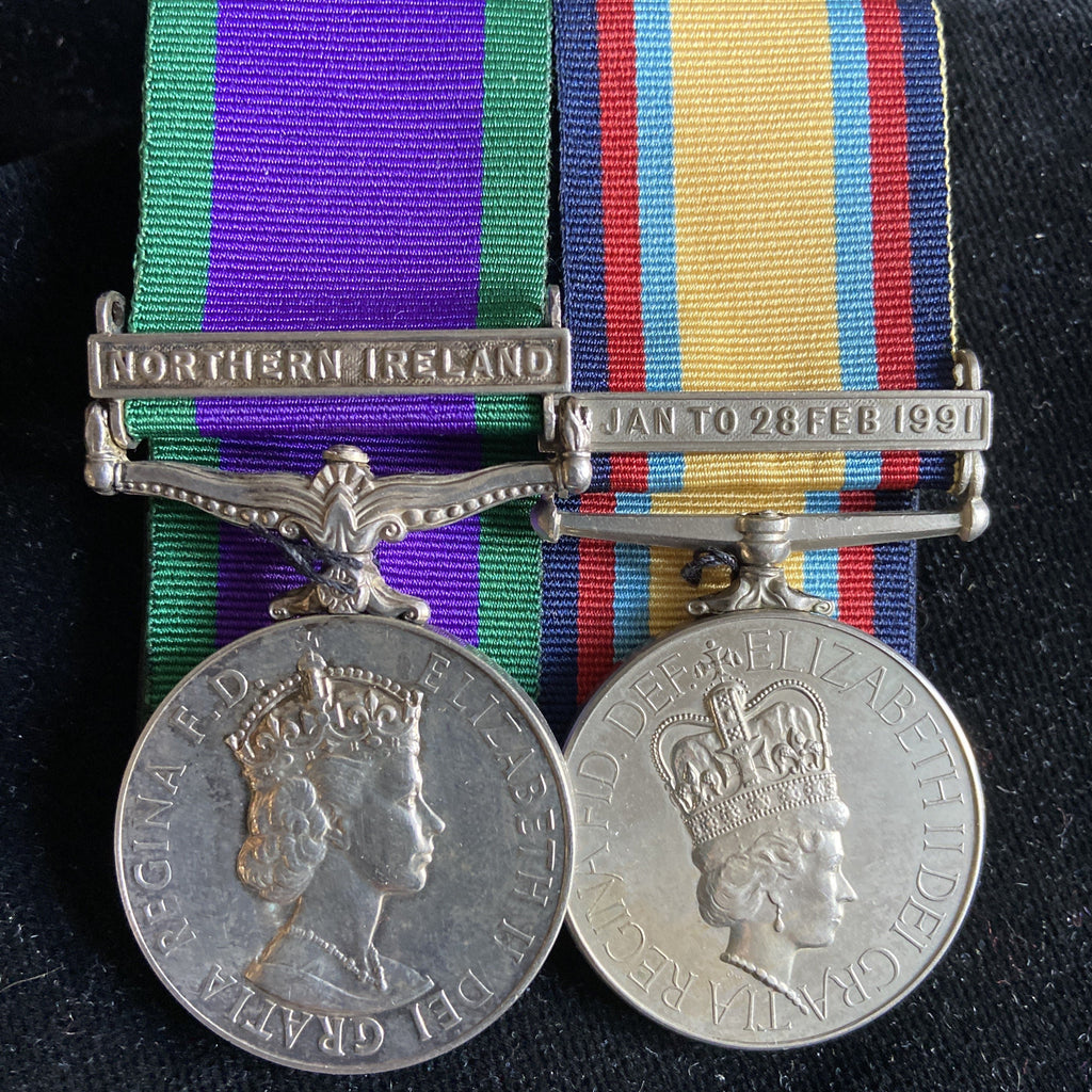 General Service Medal (Northern Ireland)/ Gulf Medal (16 Jan to 28 Feb 1991) pair to 25457937 Bombadier K. Brooks, Royal Artillery