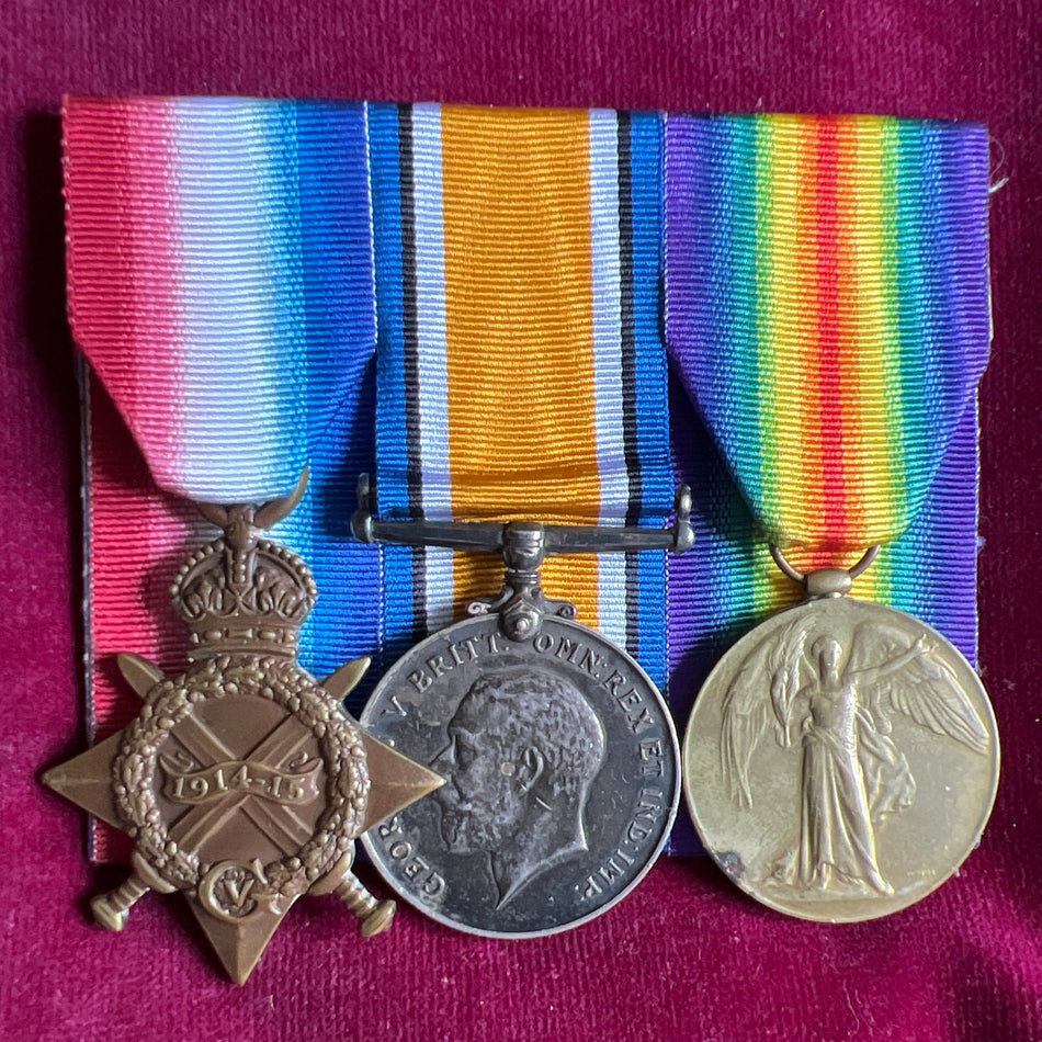 WW1 trio to Gunner Harry Branchflower, 36 Seige Battery, 31st H.A.G., wounded October 1917