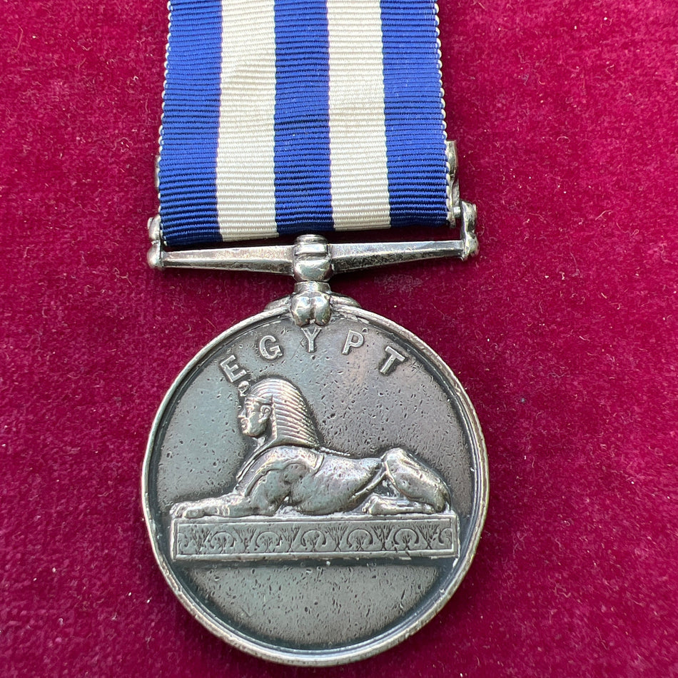 Egypt Medal, Suakin 1885 bar, to 18593 Sapper A. Squirrell, 10 Company, Royal Engineers