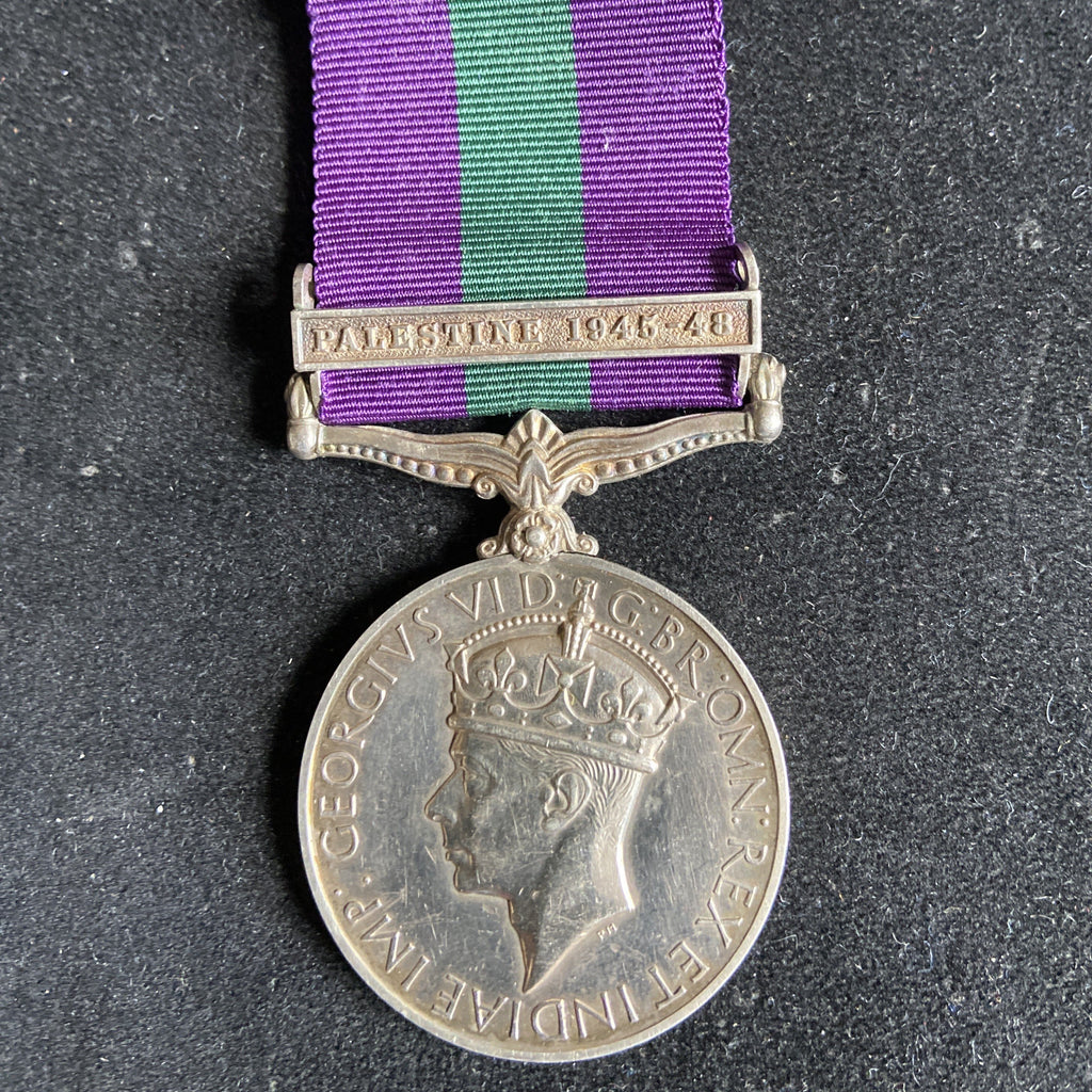 General Service Medal, Palestine 1945-48 bar, to B. Constable R. Robertson, Palestine Police
