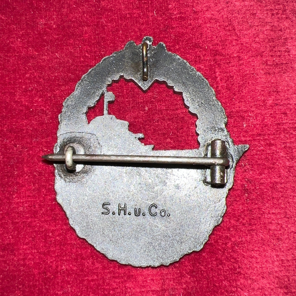 Nazi Germany, Destroyer Badge, maker marked S.H.u.Co.