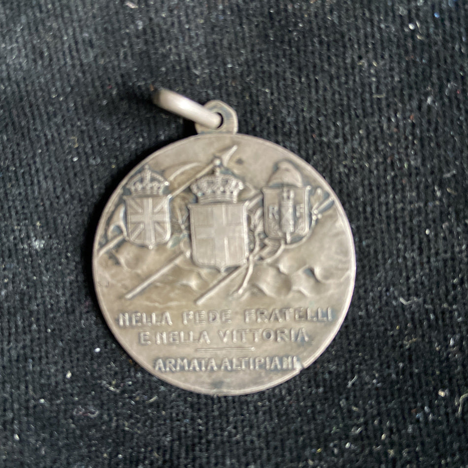 Italy, Armata Altipiani Medal, 1914-18, silver, the three allies: Great Britain, France & Italy