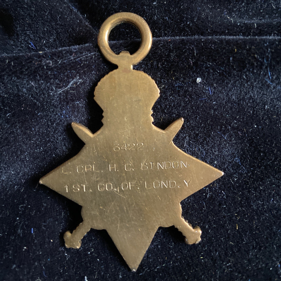 1914-15 Star to 3422 L/Cpl. H. C. Bindon, 1st County of London Yeomanry