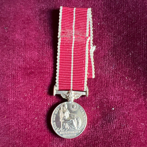 Miniature British Empire Medal, military ribbon, silver