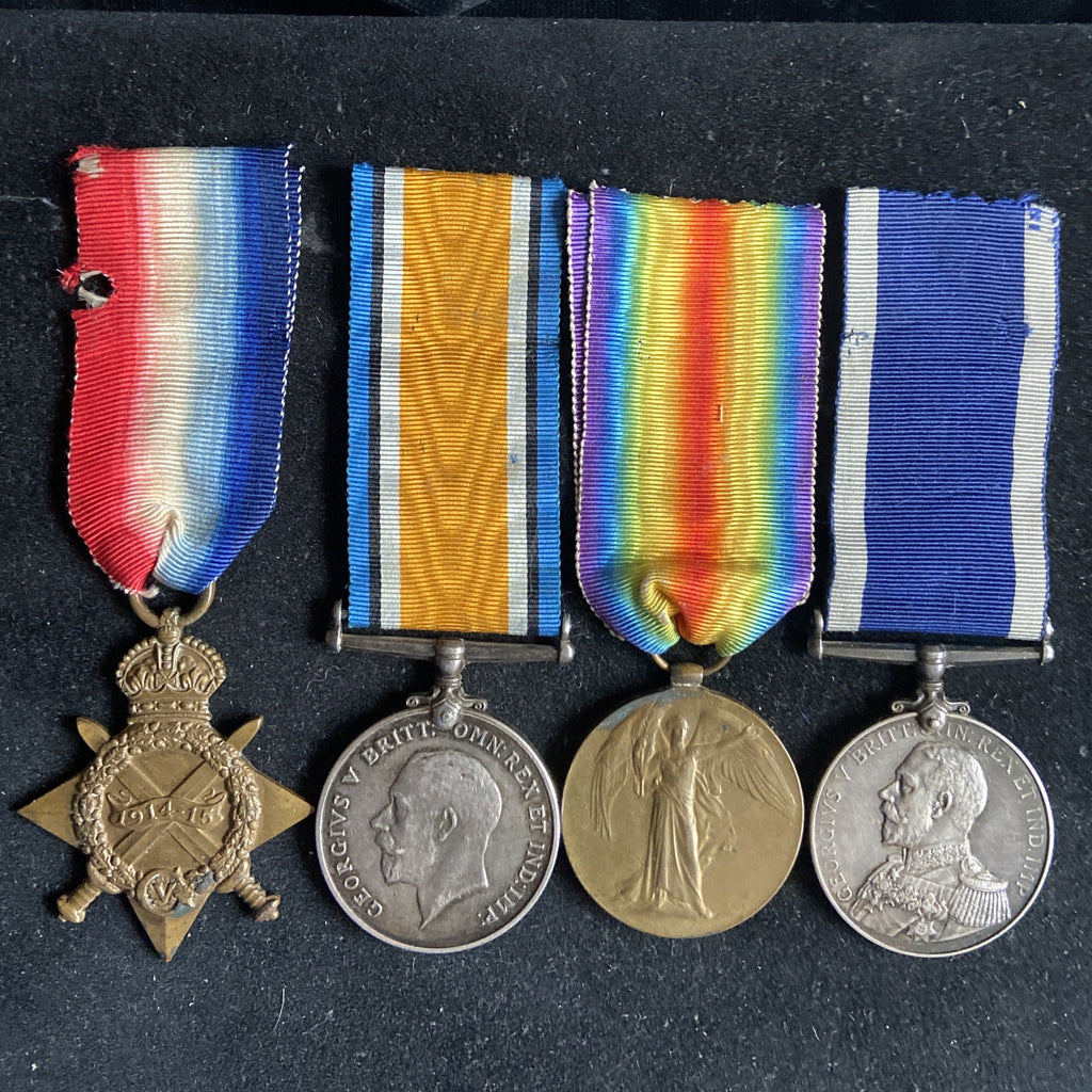 WW1 group of 4 to Petty Officer Wilfred Joseph Hales, Royal Navy. Named to HMS Victory, he also served on HMS Hindustan & HMC Celandine, with history