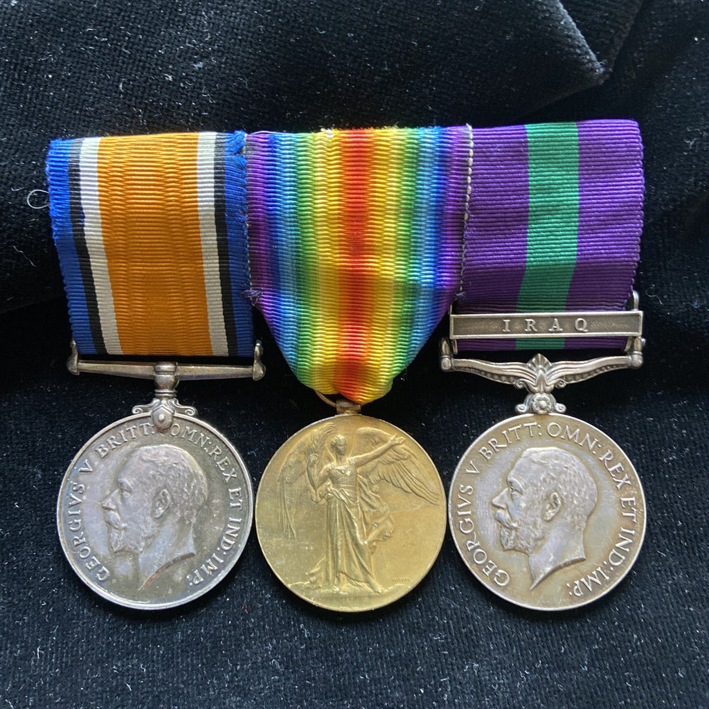 WW1 group of 3 to 2Lt. E. I. Thompson, A.S.C., Iraq clasp on GSM