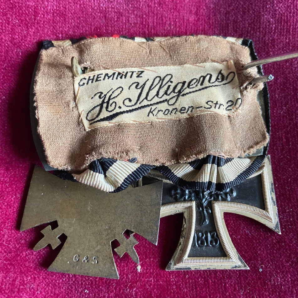 Germany, Iron Cross 1914-18/ Cross of Honour pair, tailor label on reverse