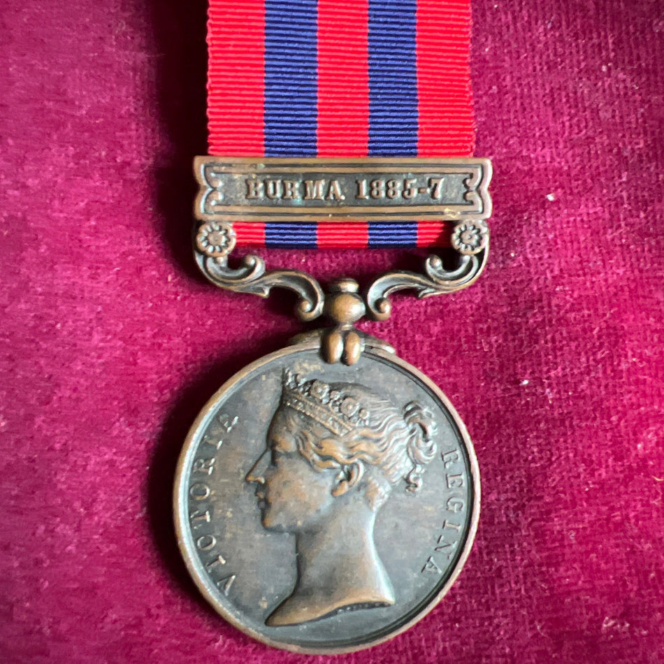 India General Service Medal, Burma 1885-7 bar, to Syce Shauk Shaboodin, 1st Bombay Lancers, bronze issue