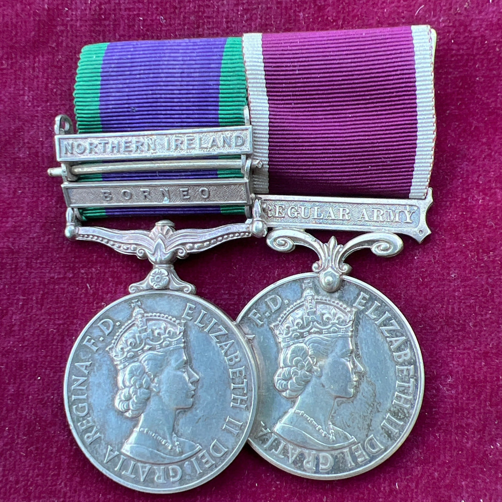Campaign Service Medal (2 bars: Northern Ireland & Borneo)/ Medal for Long Service and Good Conduct (Military) pair to 23534806 Corporal D. L. Maskery, Royal Electrical Mechanical Engineers