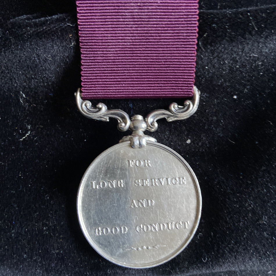 Long Service & Good Conduct Medal to 1448 Bandmaster Geroge McNarney, 56 West Essex Regiment, includes history