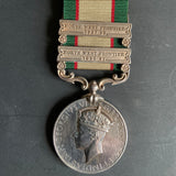India General Service Medal, 2 bars, to Driver Haq. Nawaz, 2 Mountain Battery, 9th April 1937 was ambushed at Shahar Tangi, 7 officers killed, 40 other ranks, see account, this man survived, includes history