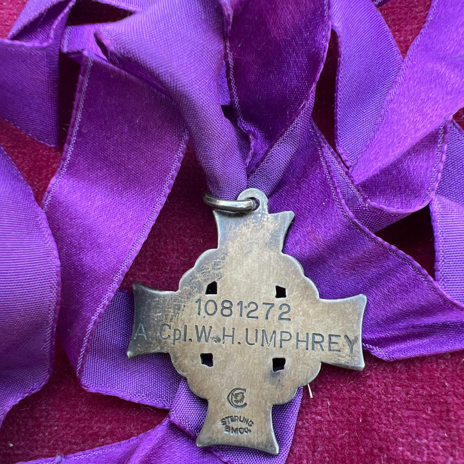 Canadian Memorial Cross, WW2 issue, named to 1081272 A/Cpl. W. H. Humphrey